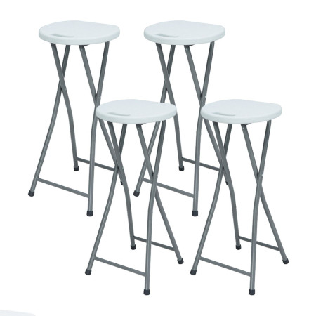 Pack 4 Taburetes Plegables Alto Blanco 30x76cm 7house Taburetes 1