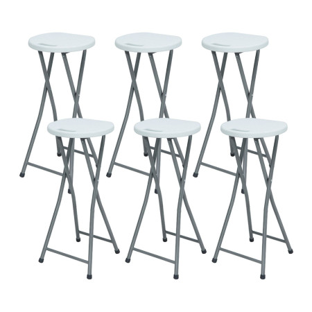 Pack 6 Taburetes Plegables Alto Blanco 30x76cm 7house Taburetes 1