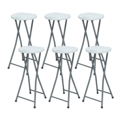 Pack 6 Taburetes Plegables Alto Blanco 30x76cm 7house Taburetes 1
