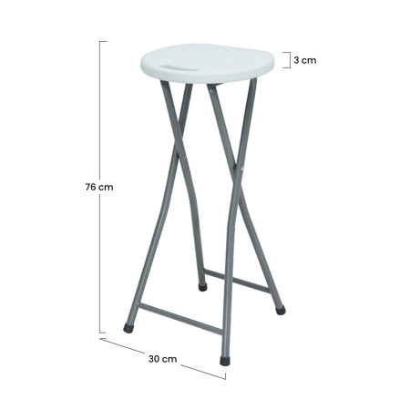 Pack 6 Taburetes Plegables Alto Blanco 30x76cm 7house Taburetes 6