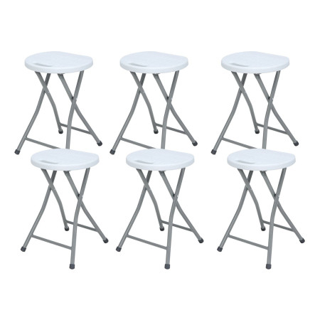 6 Packs de bancos dobráveis em resina e aço 31x45cm Branco 7house Stools 1