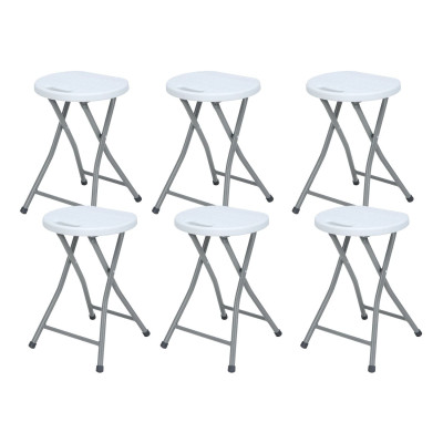 Pack 6 Taburetes Plegables de Resina y Acero 31x45cm Blancos 7house Sillas de Jardín 1
