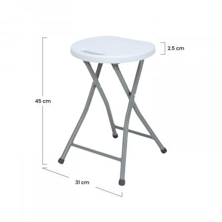 Pack 6 Taburetes Plegables de Resina y Acero 31x45cm Blancos 7house Taburetes 6