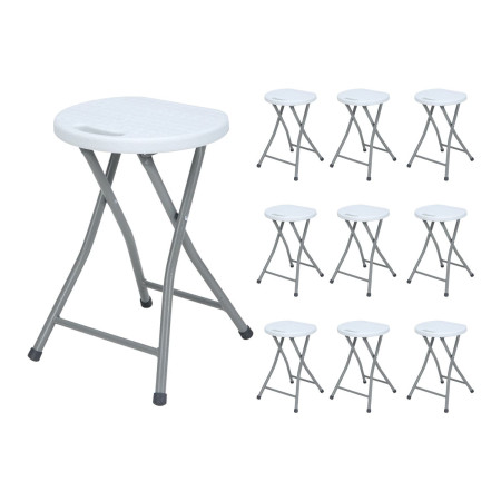 MegaPack 10 Taburetes Plegables de Resina y Acero 31x45cm Blancos 7house Taburetes 1