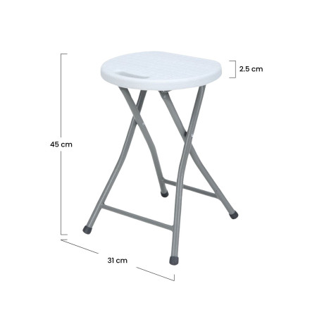MegaPack 10 Taburetes Plegables de Resina y Acero 31x45cm Blancos 7house Taburetes 6
