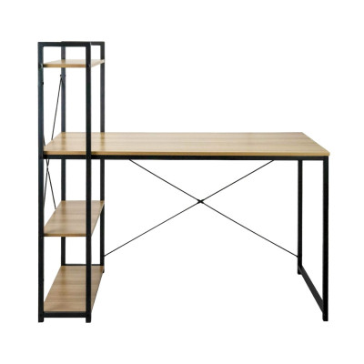 Metallschreibtisch mit Regal mit 3 Holzfachböden „Ozra“, 120 x 120 x 75 cm 7house