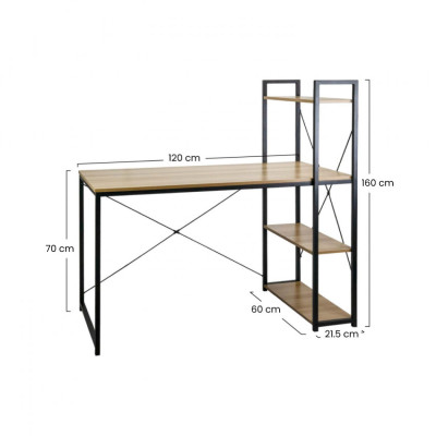 Escritorio Metálico con Estantería 3 Baldas de Madera Ozra 120x160x70cm 7house Escritorios 6