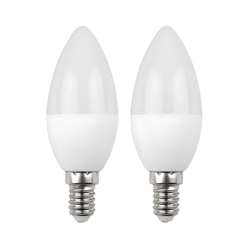 Pack 2 Bombillas LED Vela E14 7.4W Equi.60W 806lm 6000K 25000H 7hSevenOn Premium Bombillas LED 1