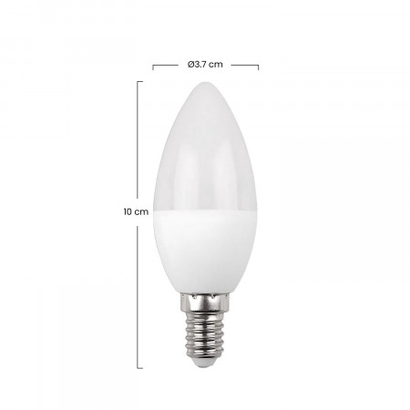 Pack 2 Bombillas LED Vela E14 7.4W Equi.60W 806lm 6000K 25000H 7hSevenOn Premium Bombillas LED 4