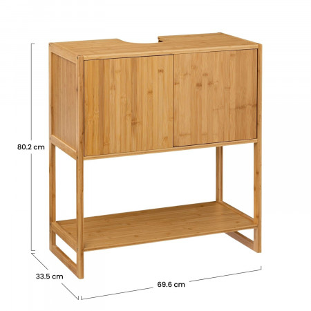 Armário de lavatório em bambu com 1 nível 80x33.5x70cm 7house Arrumação de casa de banho 4