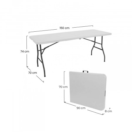 Mesa Plegable Portátil Resina 150cm Blanco Thinia Home Mesas Plegables 6