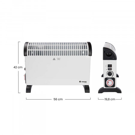 Convector con Turbo y Temporizador 2000W Blanco Thinia Home Convectores 6