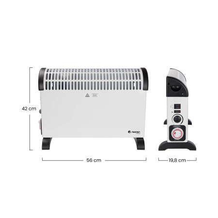 Convector con Turbo y Temporizador 2000W Blanco Thinia Home Convectores 6