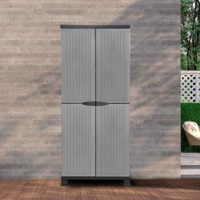 Armario de Resina Exterior con 3 Baldas 171x68x39cm Thinia Home Armarios para Exterior 7