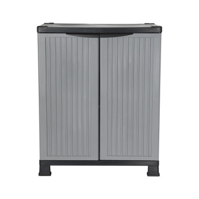 Armario de Resina Exterior Bajo con 1 Balda 92x68x39cm Thinia Home Armarios para Exterior 2