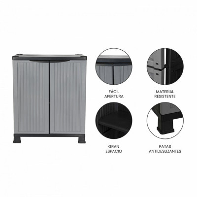 Armoire d'extérieur en résine, basse, avec 1 étagère, 92 x 68 x 39 cm Thinia Home