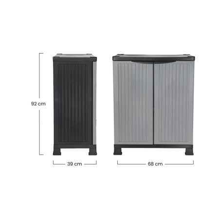 Armário baixo de exterior em resina com 1 prateleira 92x68x39cm Thinia Home Armários de exterior 6