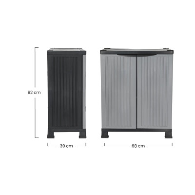 Armário baixo de exterior em resina com 1 prateleira 92x68x39cm Thinia Home Armários de exterior 6