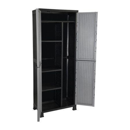 Armario de Resina Exterior con Escobero y 4 Baldas 171x68x39cm Thinia Home Armarios para Exterior 3