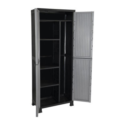 Armario de Resina Exterior con Escobero y 4 Baldas 171x68x39cm Thinia Home Armarios para Exterior 3