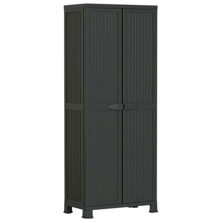 Armário de exterior em resina com armário para vassouras e 4 prateleiras 171x68x39cm Thinia Home Armários de exterior 1
