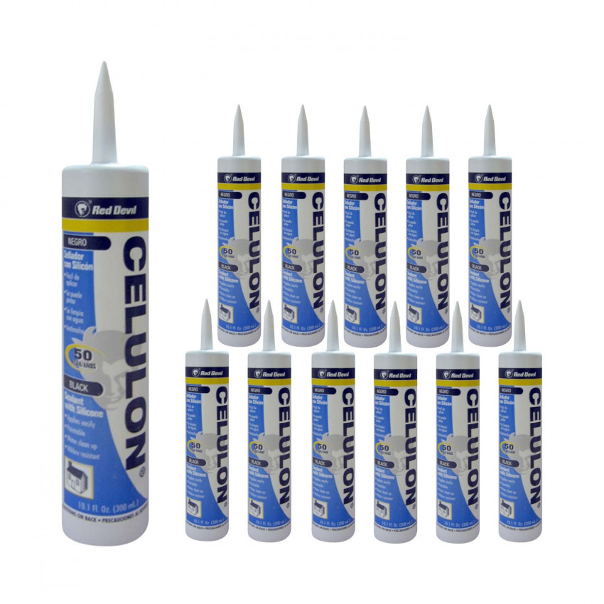 Pack 12 Selladores de Juntas Negro 300ml Red Devil Herramientas 1