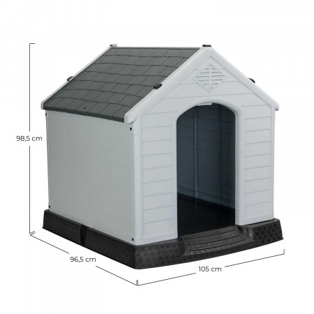 Caseta de Resina para Perros 98,5x105x96,5cm Thinia Home Casetas para Perro 6