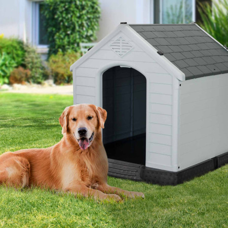Caseta de Resina para Perros 98,5x105x96,5cm Thinia Home Casetas para Perros 7