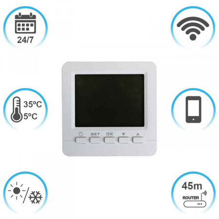 Termóstato de aquecimento WiFi através de smartphone/APP 7hSevenOn Home Termóstatos WIFI 3