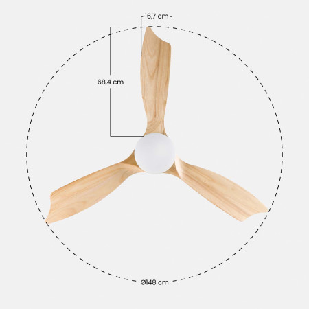 Ventilador de teto com luz 3 pás 56W 6 velocidades Nova Iorque Thinia Home Ventiladores de teto 13