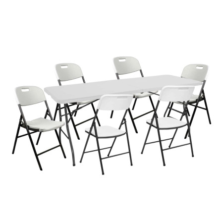 Conjunto Plegable Mesa 180cm y 6 Sillas con Asa Catering Thinia Home Conjuntos de Jardín 1