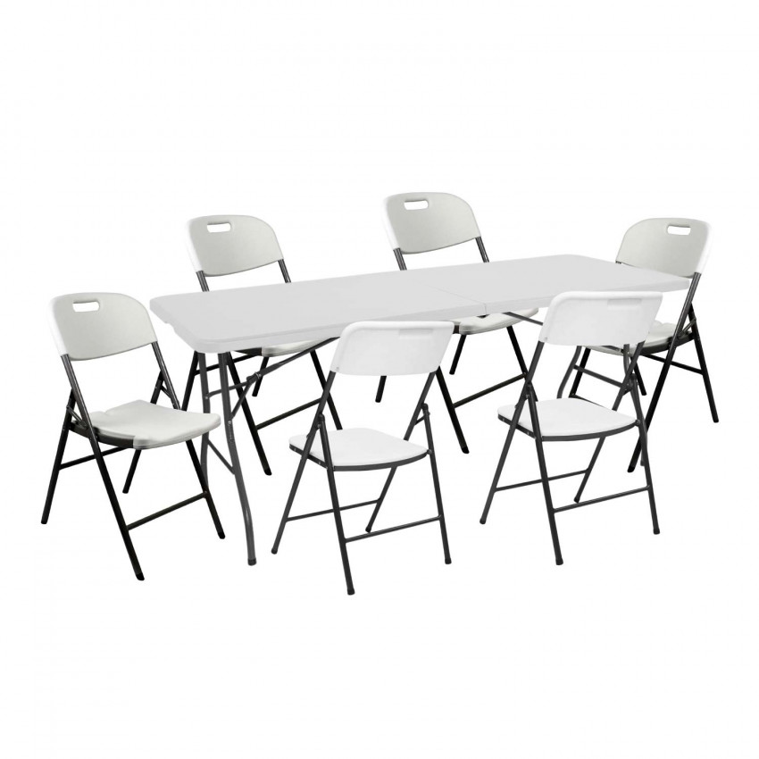 Conjunto Plegable Mesa 180cm y 6 Sillas con Asa Catering Thinia Home Conjuntos para Jardín 1