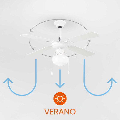Ventilador de teto com luz 4 pás 50W 3 velocidades Baréin Branco Thinia Home Ventiladores de teto 4