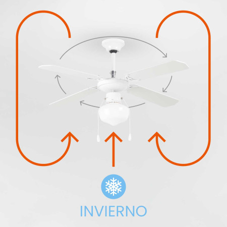 Ventilador de teto com luz, 4 pás, 50 W, 3 velocidades, Baréin, branco Thinia Home