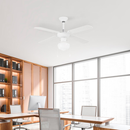 Ventilador de teto com luz, 4 pás, 50 W, 3 velocidades, Baréin, branco Thinia Home