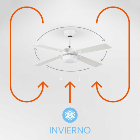 Ventilador de Techo con Luz 4 Aspas 47W 3 Velocidades Brasil Blanco Thinia Home Ventiladores de Techo 5