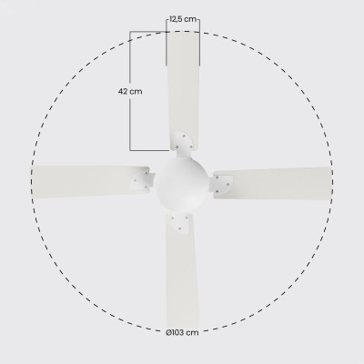 Ventilador de Techo con Luz 4 Aspas 47W 3 Velocidades Brasil Blanco Thinia Home Ventiladores de Techo 6