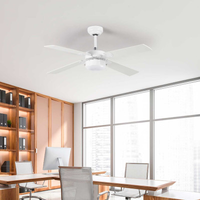 Ventilador de Techo con Luz 4 Aspas 47W 3 Velocidades Brasil Blanco Thinia Home Ventiladores de Techo 7