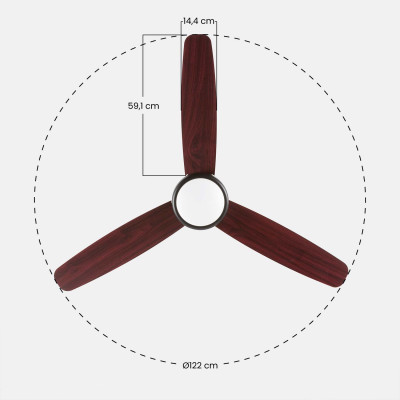 Ventilador de teto com luz 3 pás 56W 6 velocidades Vermont Dark Wood Thinia Home Ventiladores de teto 6