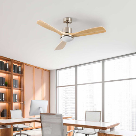 Ventilador de Techo con Luz 3 Aspas 56W 6 Velocidades Alaska Madera Natural Thinia Home Ventiladores de Techo 7