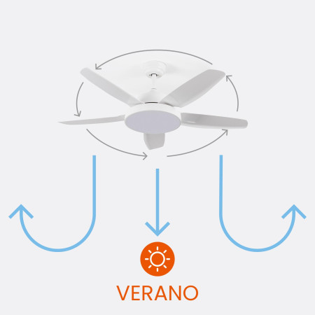 Ventilador de Techo con Luz 5 Aspas 62W 6 Velocidades Nevada Blanco Thinia Home Ventiladores de Techo 4