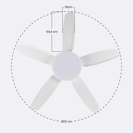Ventilador de Techo con Luz 5 Aspas 62W 6 Velocidades Nevada Blanco Thinia Home Ventiladores de Techo 6