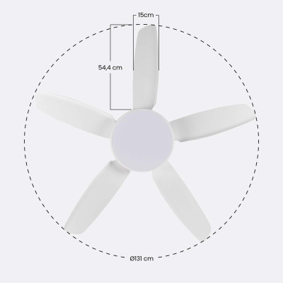 Ventilador de Techo con Luz 5 Aspas 62W 6 Velocidades Nevada Blanco Thinia Home Ventiladores de Techo 6