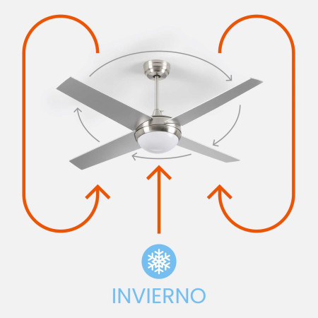 Ventilador de Techo con Luz 4 Aspas 56W 6 Velocidades Montana Plateado Thinia Home Ventiladores de Techo 5