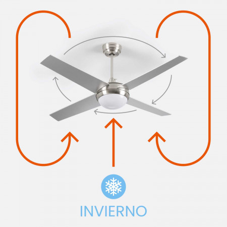 Ventilador de Techo con Luz 4 Aspas 56W 6 Velocidades Montana Plateado Thinia Home Ventiladores de Techo 5