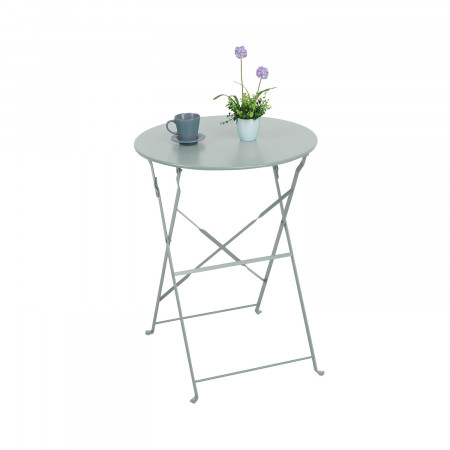 Conjunto de Terraza Plegable Metálico de 2 Sillas y Mesa Redonda Bistreau Gris Thinia Home Conjuntos para Terrazas 2