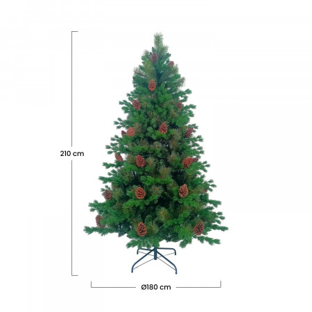 Árbol de Navidad Artificial Verde Otawa con Piñas Decorativas y Base Metálica Dayron Árboles de Navidad 4