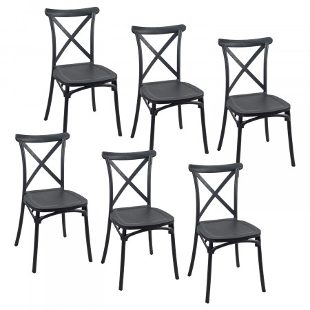 Pack 6 cadeiras de catering empilháveis Charlotte 50x44x87.5cm 7house Cadeiras e cadeirões para exterior 7