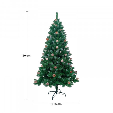 Árbol de Navidad Artificial Verde Montreal con Piñas Decorativas y Base Metálica 180cm Dayron Árboles de Navidad 4