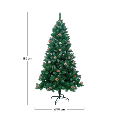 Árbol de Navidad Artificial Verde Montreal con Piñas Decorativas y Base Metálica 180cm Dayron Árboles de Navidad 4